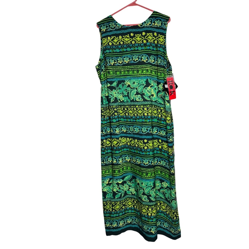 R&K Originals Vintage Green Floral Paisley Sleeveless Sheath Dress Size 18 NWT